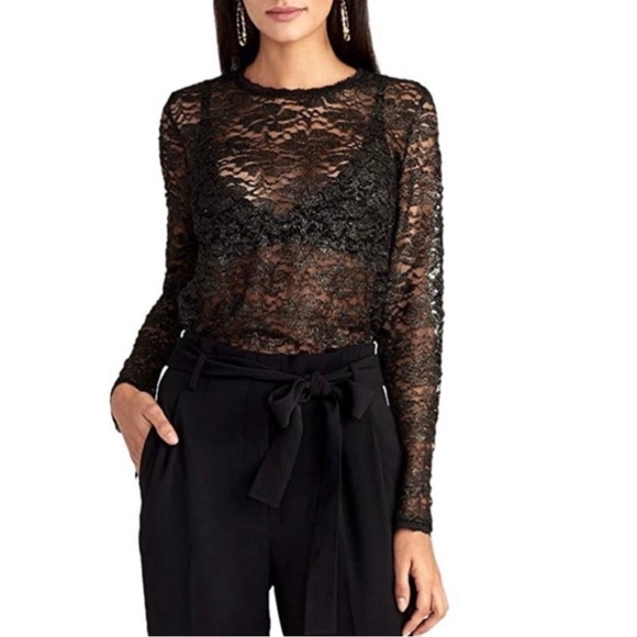RACHEL Roy Black Lace blouse with Gold Accents!! WORN ONCE! Size S - Picture 1 of 12